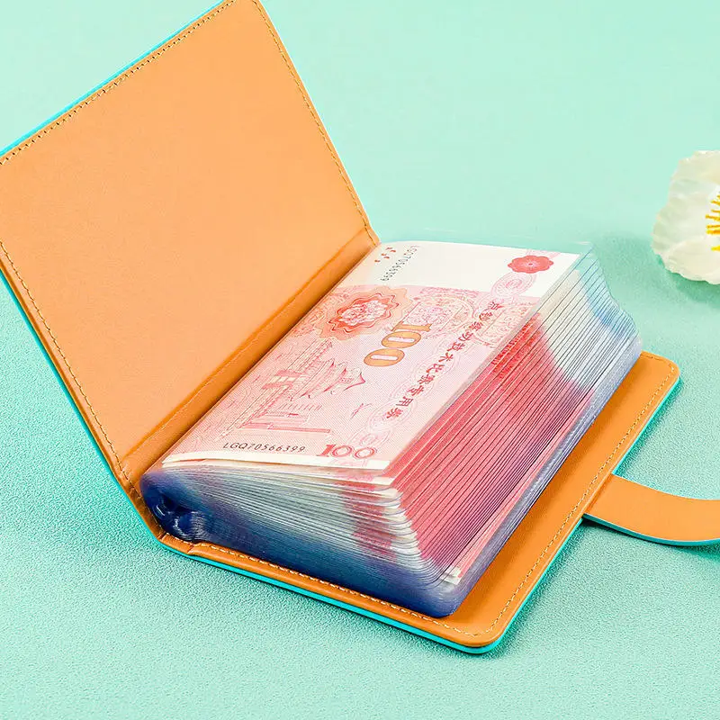 Banknote album 100 bills collection 50 white inner leaf loose-leaf PU cover paper money collection album compact and portable