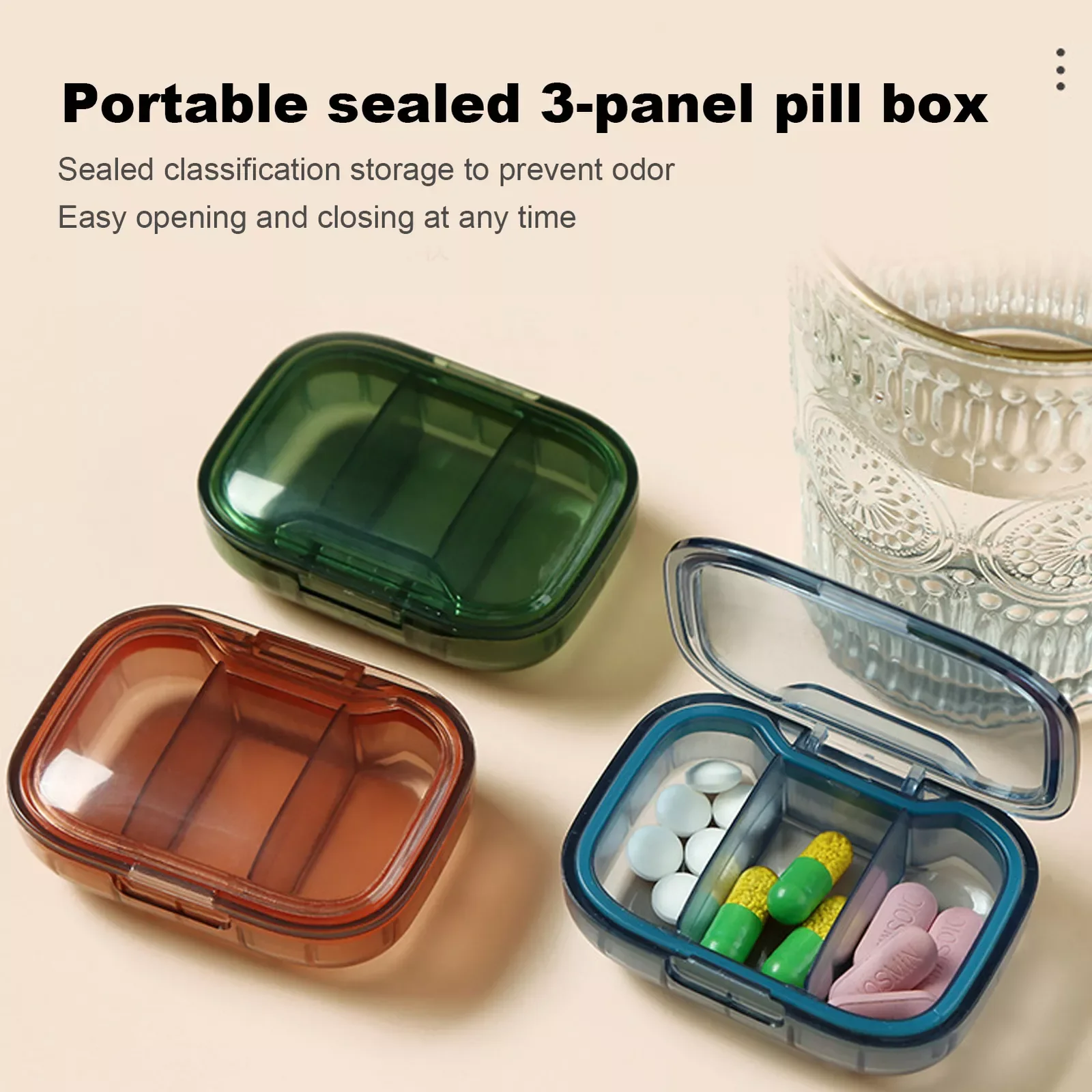 صندوق حبوب دواء صغير صندوق تخزين الأدوية موزع حبوب منظم حبوب اللوحي علبة حبوب منع الحمل حاوية Pastillero المحمولة