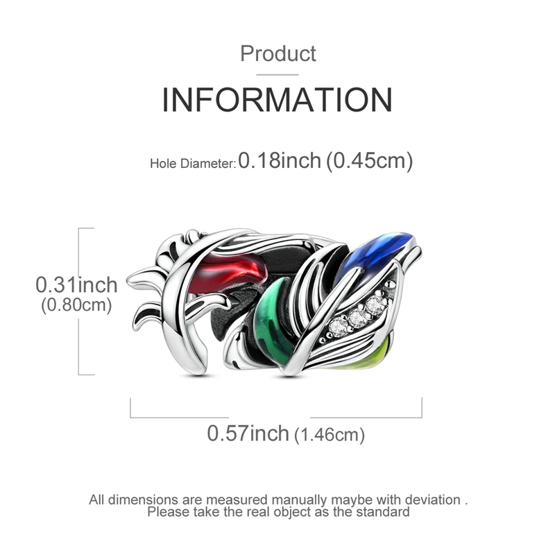حالمة الملونة ريشة الخرز 925 فضة الخرز الأصلي صالح الأصلي 925 سحر خرز سوار مجوهرات هدايا للنساء