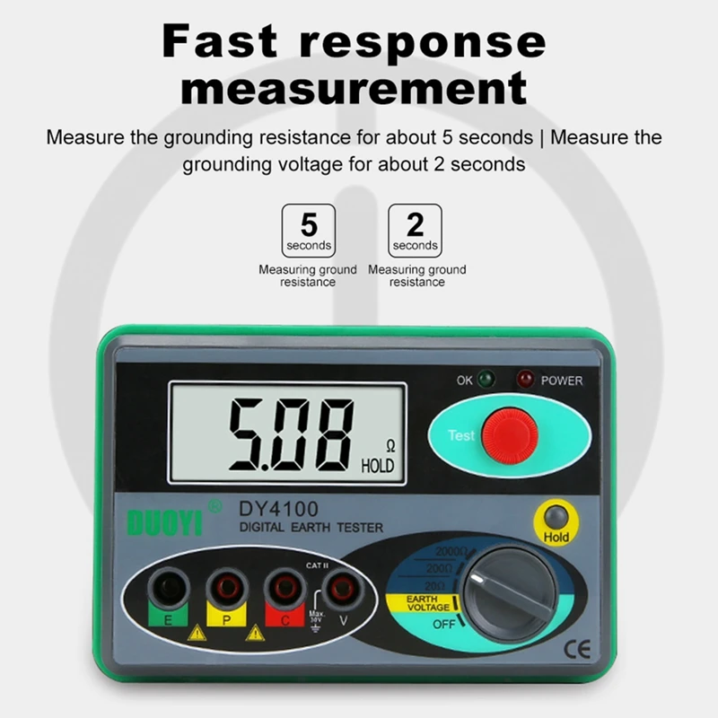 DUOYI DY4100 Digital Resistance Tester Earth Ground Meter Multimeter With Higher Accuracy Power Systems Inspection Tool