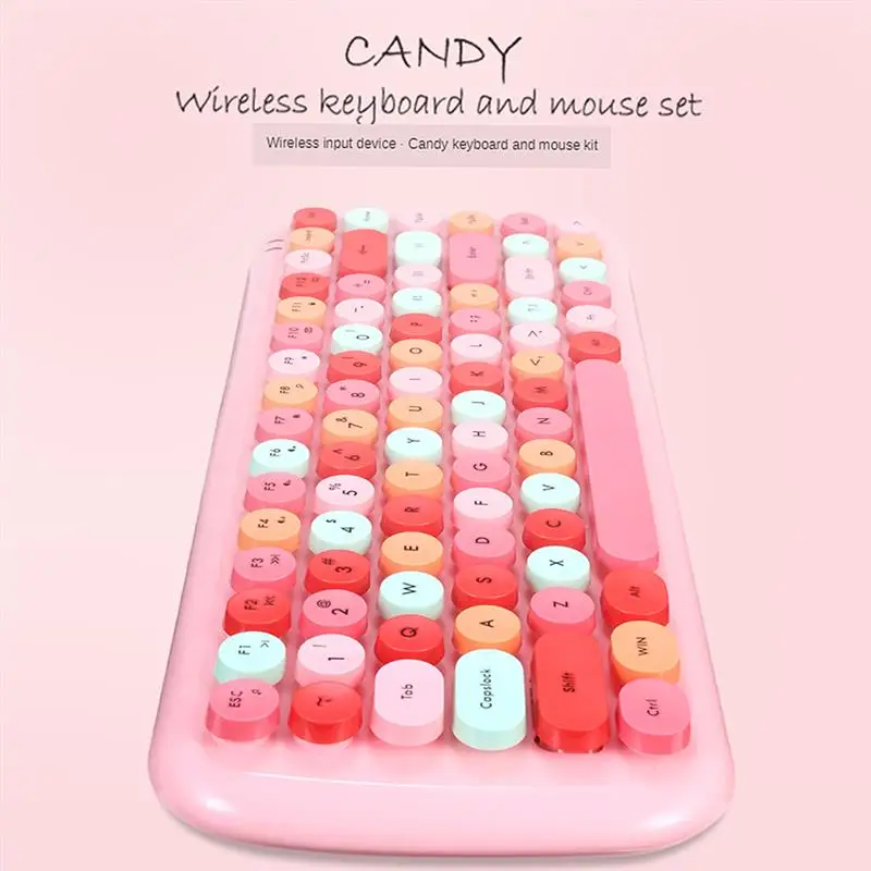 Mofii CANDY Keyboard Mouse Combo Wireless 2.4G Mixed Color 84 Key Mini Keyboard Mouse Set with Circular Punk Key Caps