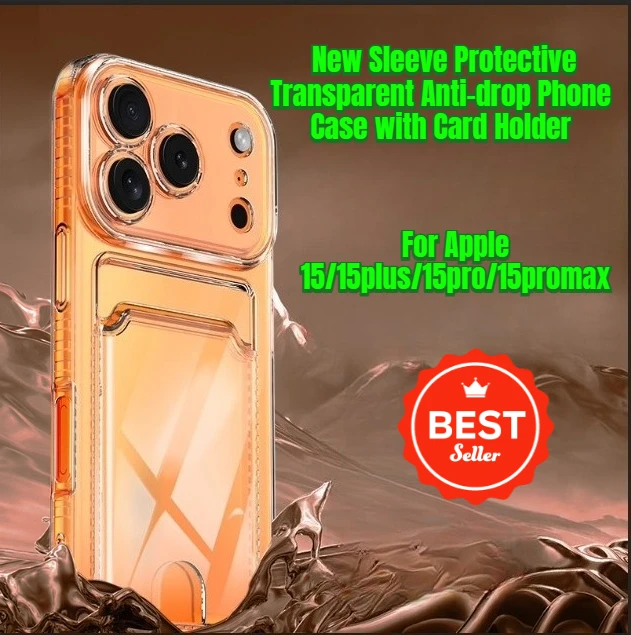 

For Apple 15/15plus/15pro/15promax New Sleeve Protective Transparent Anti-drop Phone Case with Card Holder
