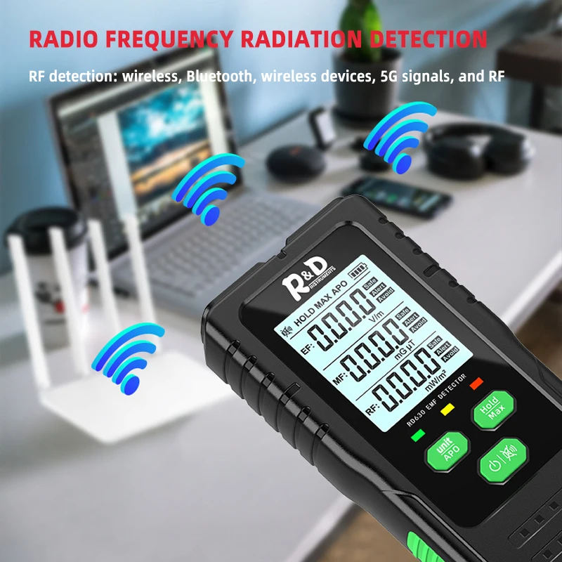 Detektor promieniowania elektromagnetycznego 3 w 1, detektor RF pola magnetycznego elektrycznego, przyrząd pomiarowy wysokiej częstotliwości