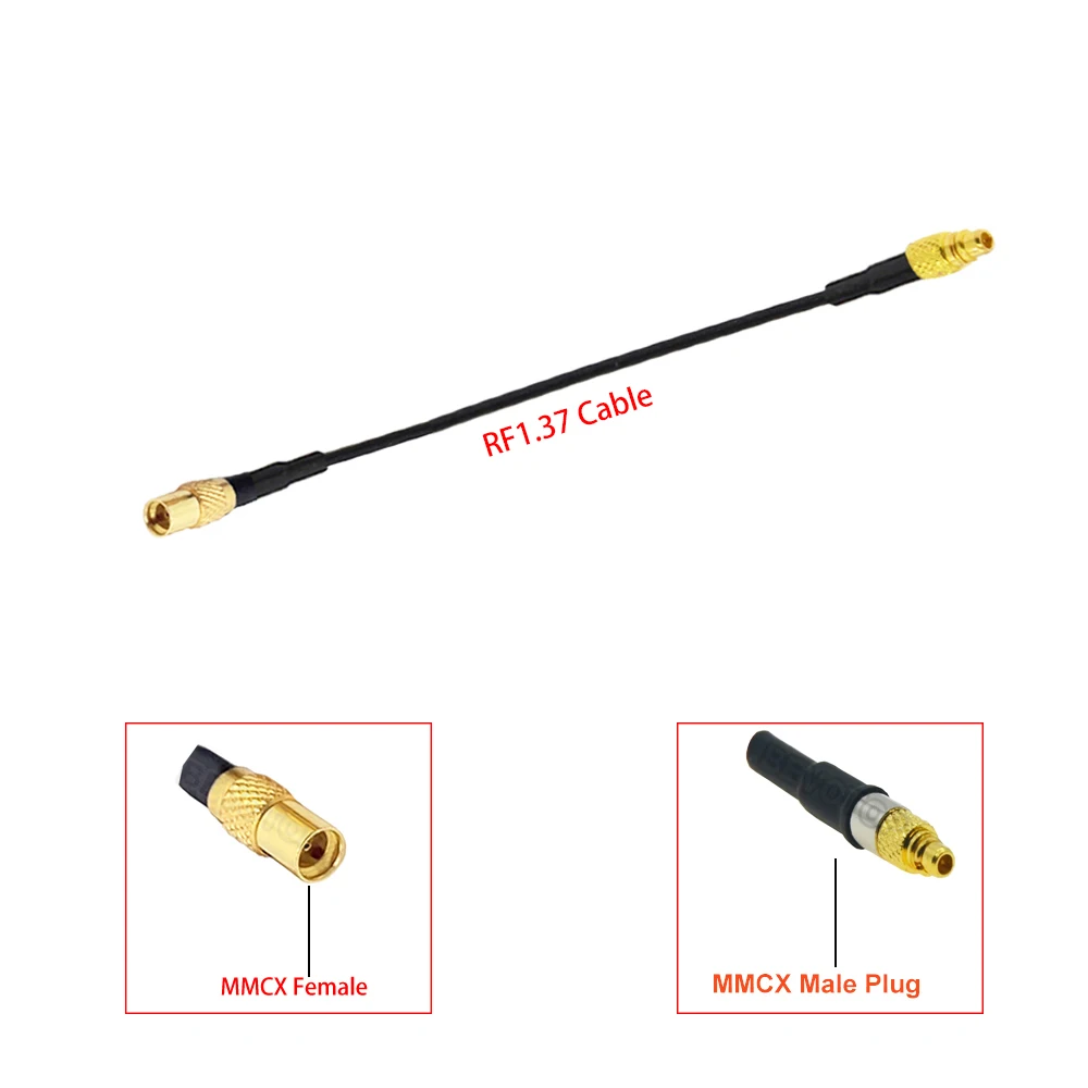 1Pcs MMCX Male Plug to MMCX Female Jack Connector RF1.37 Cable Pigtail RF Coaxial Cable Extension Cord Jumper 5CM-15M