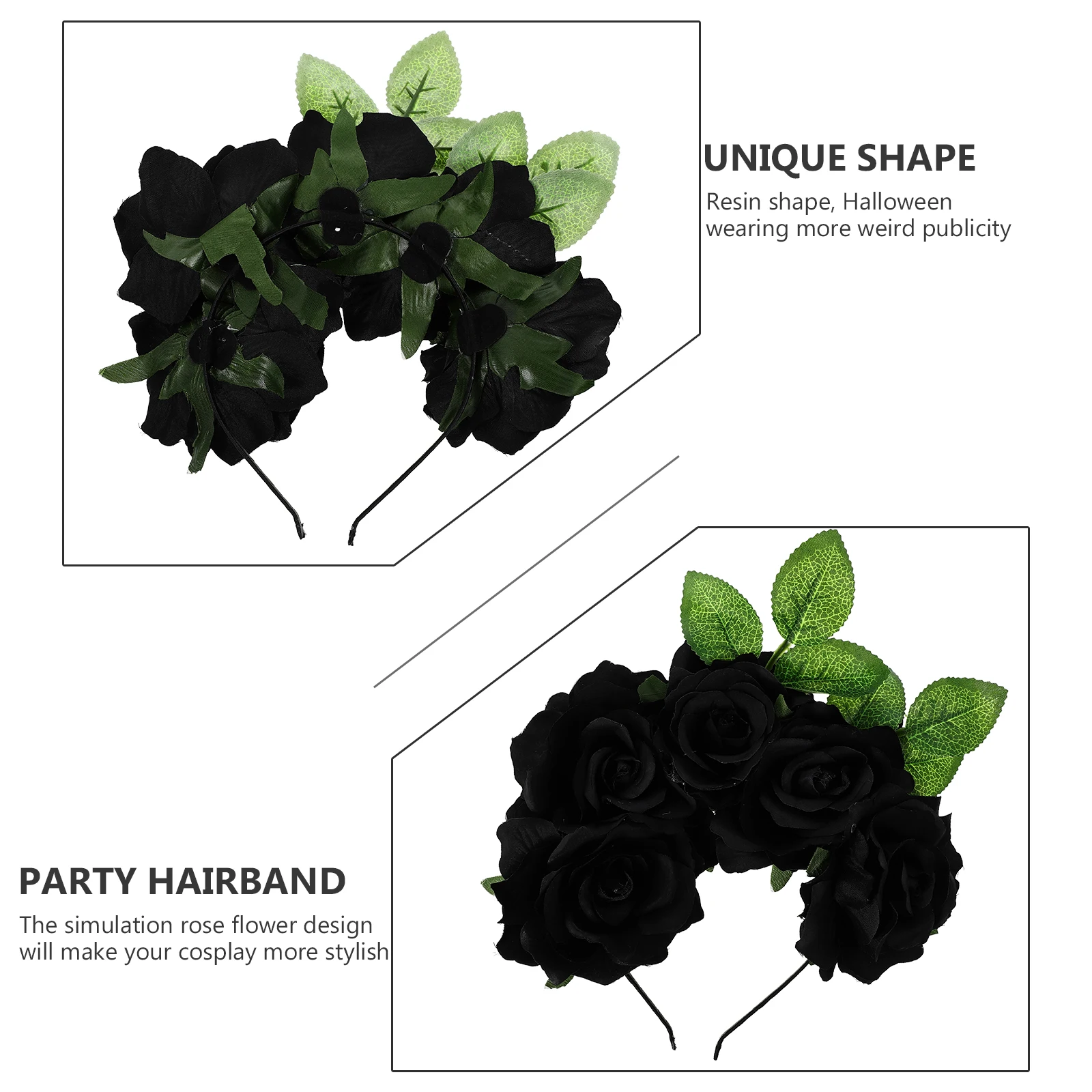

Headband Rose Halloween Hair Decor Simulation Flower Headpiece Decorate Black Bride