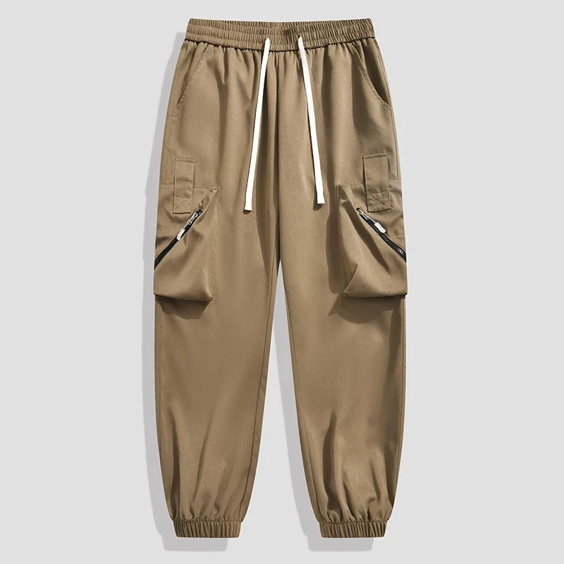 LIBIELIY TRAF Pantaloni da lavoro casual da uomo alla moda con coulisse, tasche con cerniera, dettagli squisiti, Fashion Sense Pull