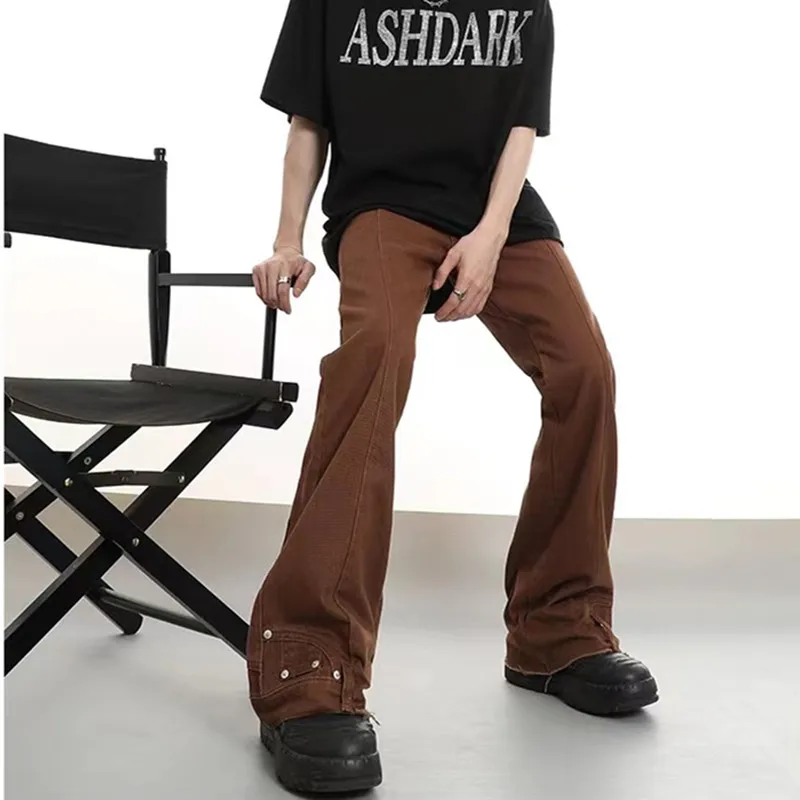 

2023 Y2K Streetwear Vintage Brown Baggy Flared Jeans Pants Men Clothing New Fashion Straight Women Long Trousers Pantalon Homme