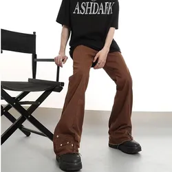 2023 Y2K Streetwear Vintage Brown Baggy Flared Jeans Pants Men Clothing New Fashion Straight Women Long Trousers Pantalon Homme