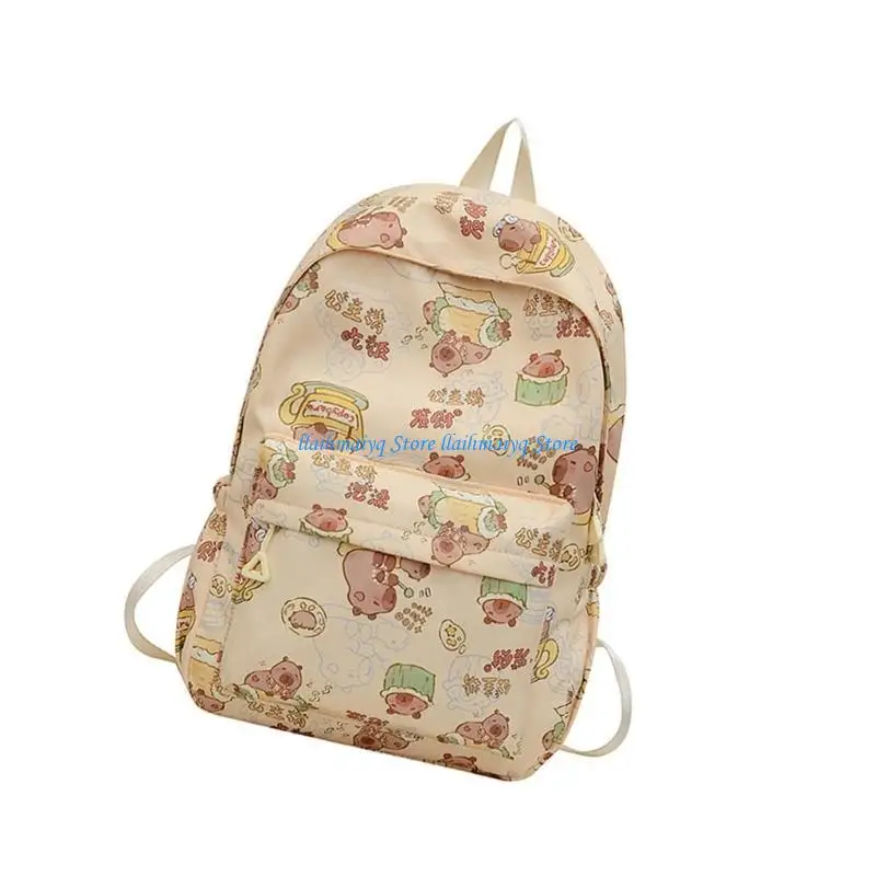 

573B Travel Backpack for Teens Casual Daypacks Lightweight Backpack Students School Bag Cartoon Capybara Rucksack Bag