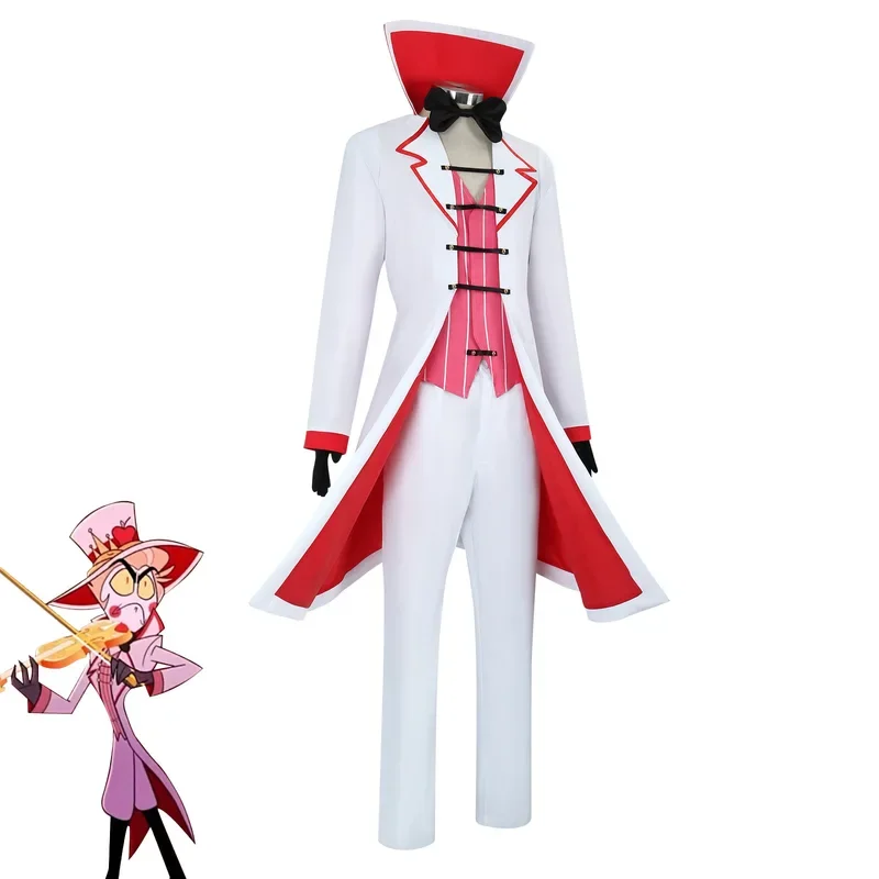 Lucifer morningstar cosplay anime hazbin hotel cosplay kostüme hazbin lucifer weißer anzug halloween party erwachsene männer kostüm