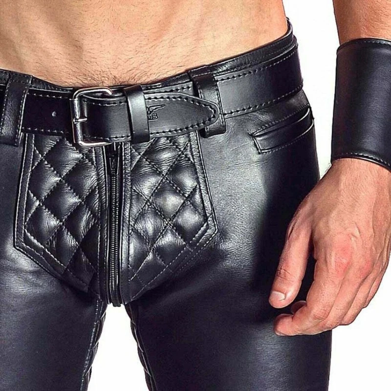 Men's Slim Fit Genuine Leather Sheepskin 100% Leather Pants Quilted Soft Jeans Fashionable Trend