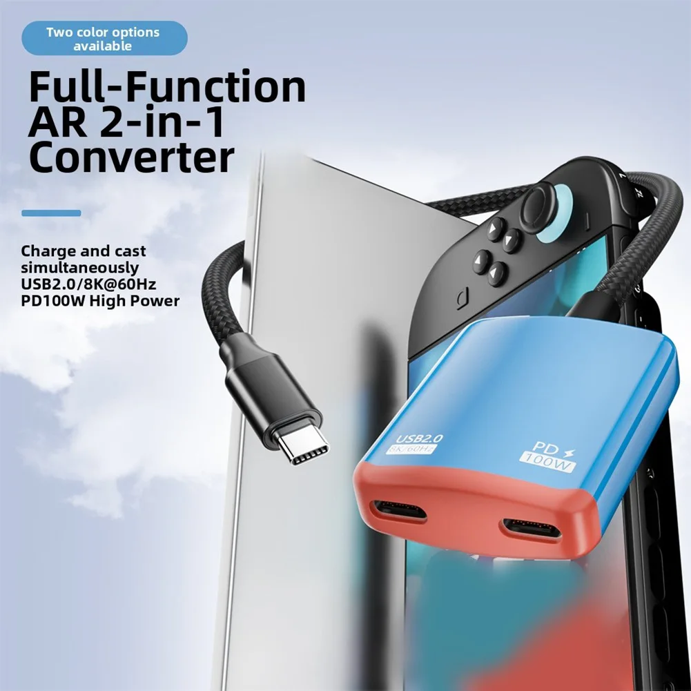 

Адаптер USB-C для AR-очков с разрешением 8K@60Hz и быстрой зарядкой 100W для интерфейсов Type-C, нейлоновый корпус