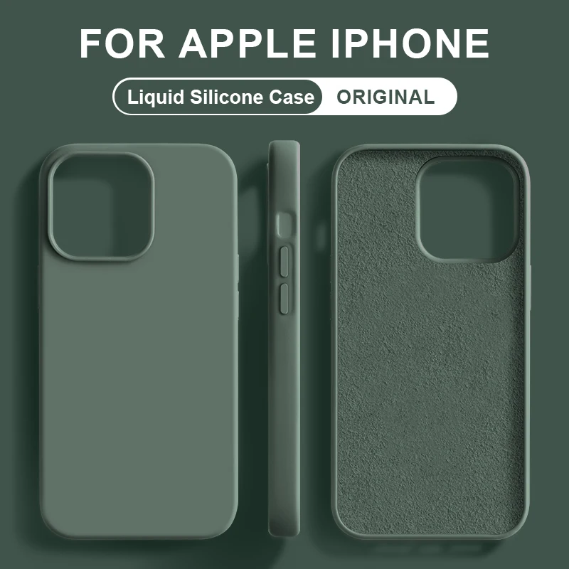 Original Liquid Silicone Case For Apple iPhone 14 13 11 12 Pro Max 14 Plus 13 Mini Shockproof Protective Cover Phone Accessories