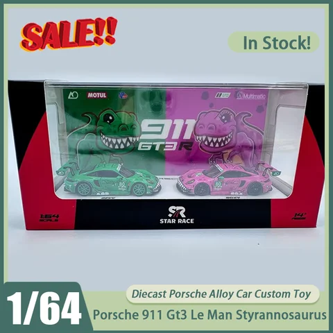 Nytt i lager 1:64 Star Race 2023 Le Man Porsche 911 GT3 Styrannosaurus Grön Rosa Bil Legering Miniatyr Diecast Modell Special Leksak 6 best sales rosa Porsche-leksak - №4