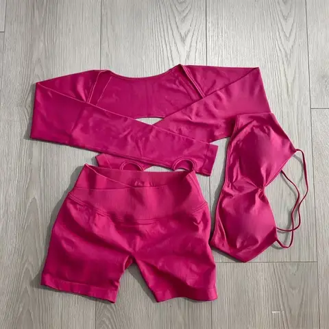 Women's High Stretch Gym Sportswear Vision Shrug Sports Bra Shorts Set Comfortable Workout Yoga Active Wear Outfit