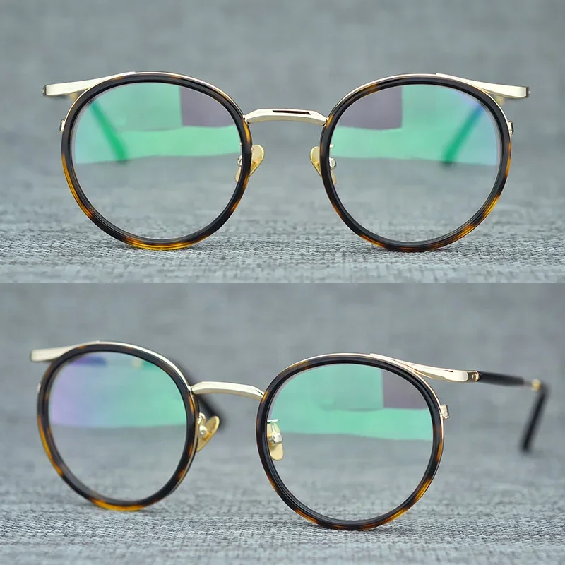 Monturas de Gafas redondas Retro hechas a mano, Gafas de miopía ultraligeras de titanio japonés para mujer, Gafas graduadas