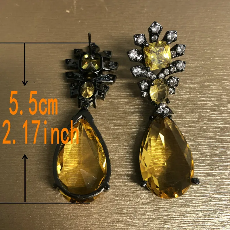 Bilincolor Vintage Yellow Cubic Zironia Earring for Women