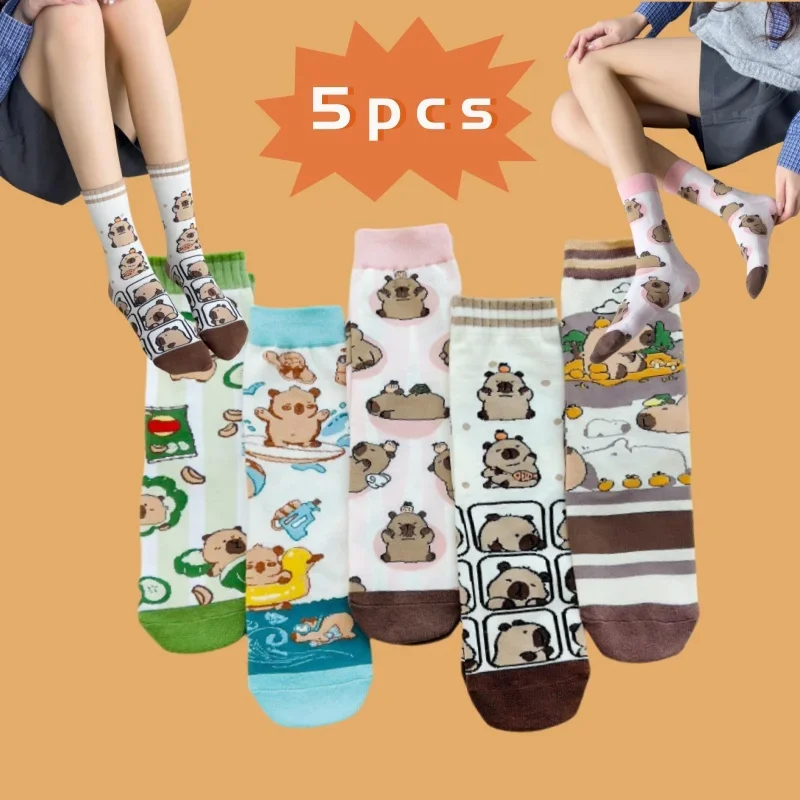 

Funny Cute Capibara Cotton Crew Socks Unisex Women Men Fashion Capybara Harajuku Socks Novelty Daily Socks Gift Wholesale