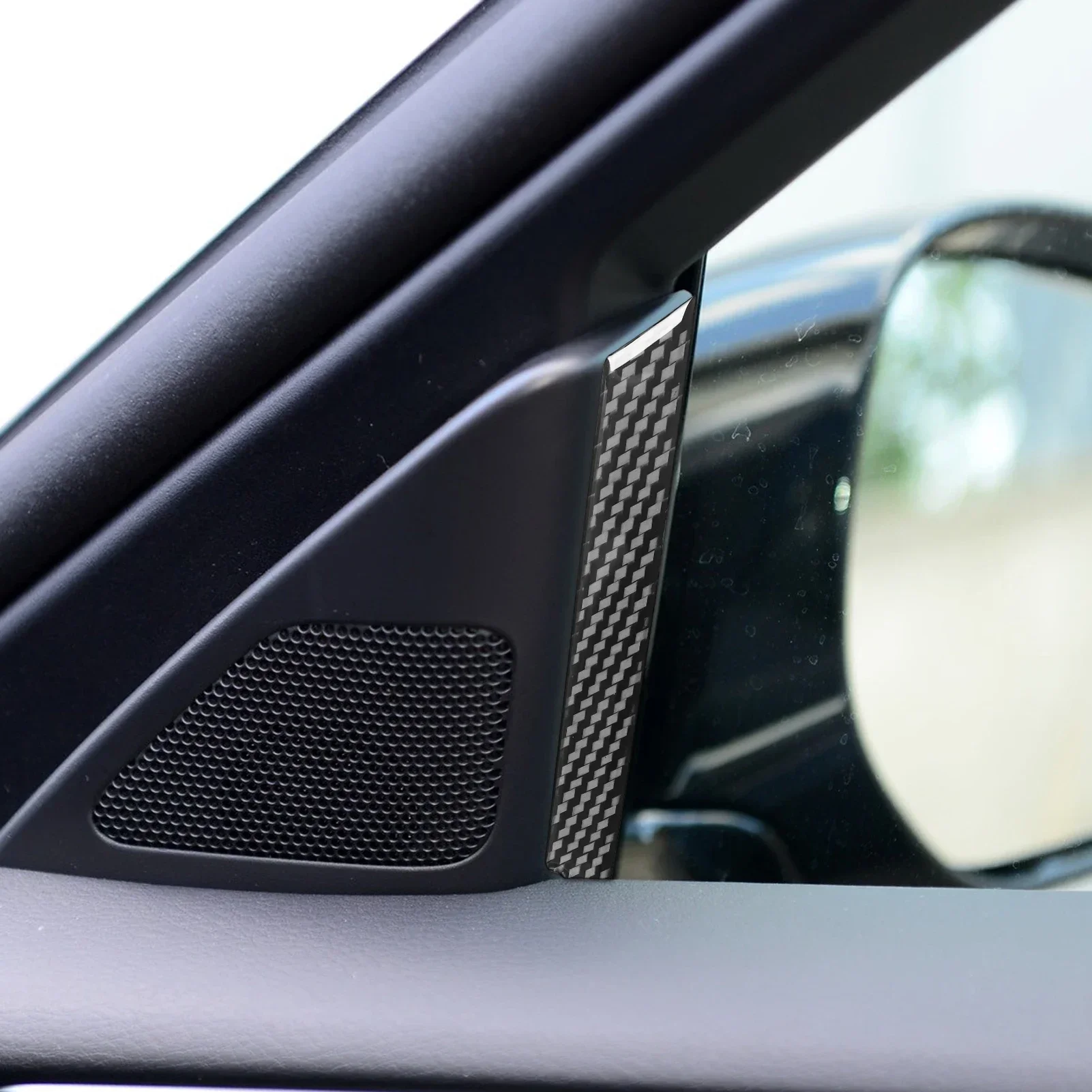 For Infiniti Q50 2014——2020 Real Carbon Fiber Car Inner A-pillar Speaker Horn Cover Trim Sticker Decorative Accessories