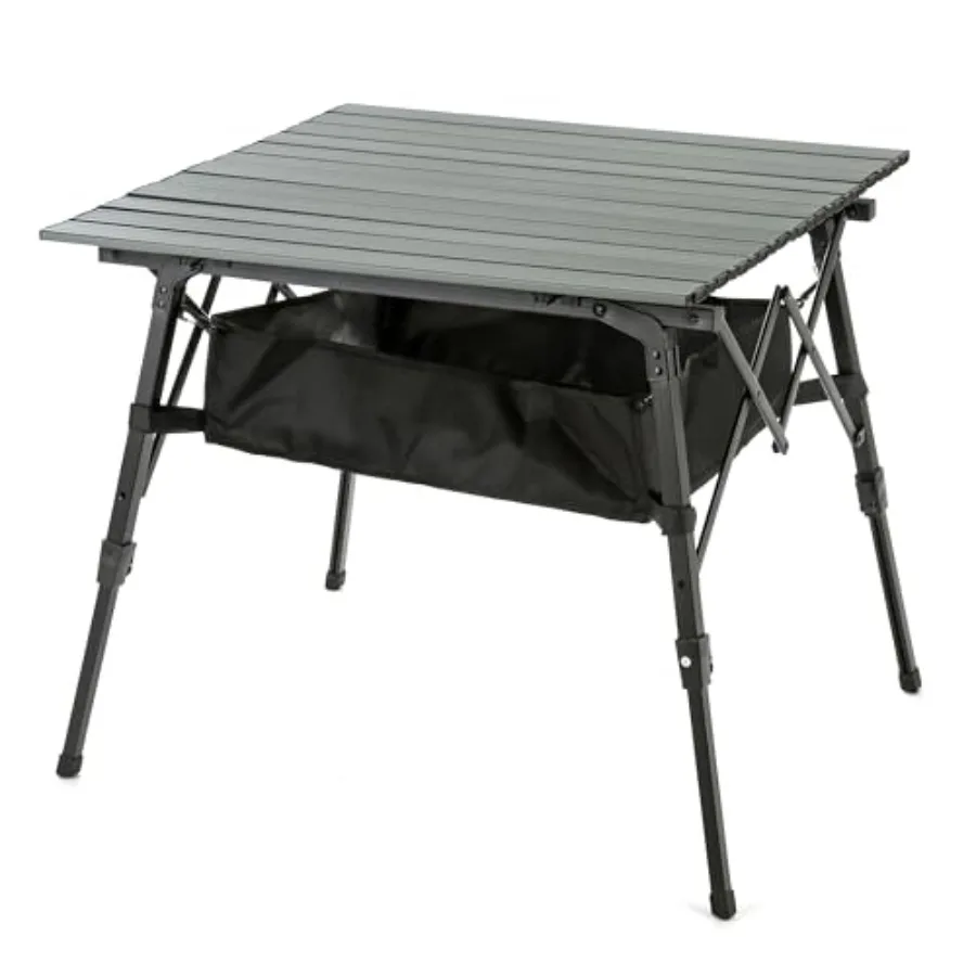 

39" Aluminum Folding Camp Roll Up Table w/Adjustable Height Undertable Mesh Storage Carry Bag