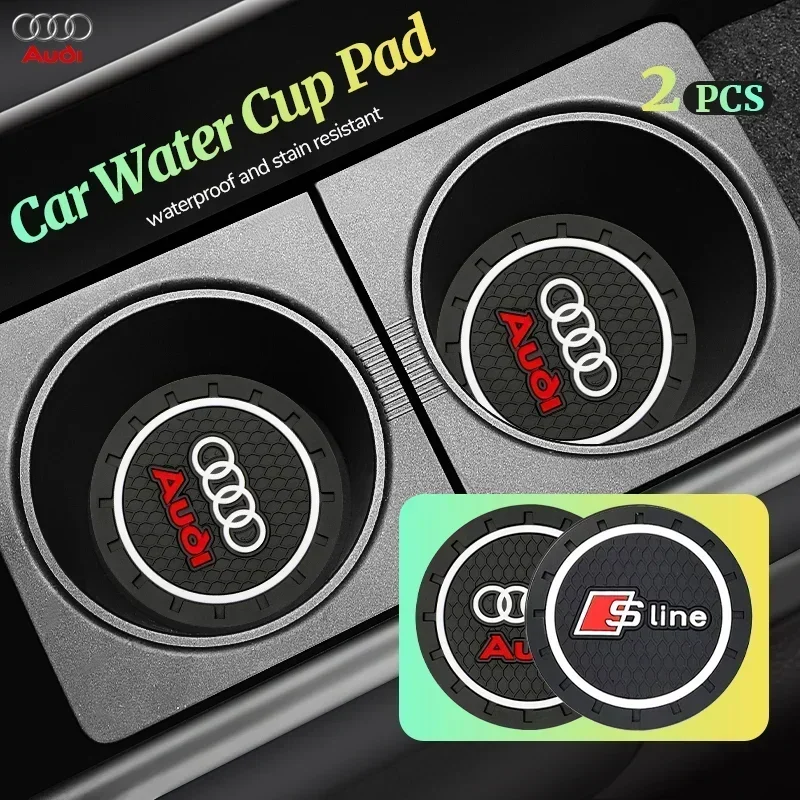 

Car Coasters Water Cup Holder Pads Cup Slot Non-Slip Mat Interior Accessories For Audi Q5 Q4 A4 A6 A7 A5 A3 Q3 Q2 A1 A8 TT sline
