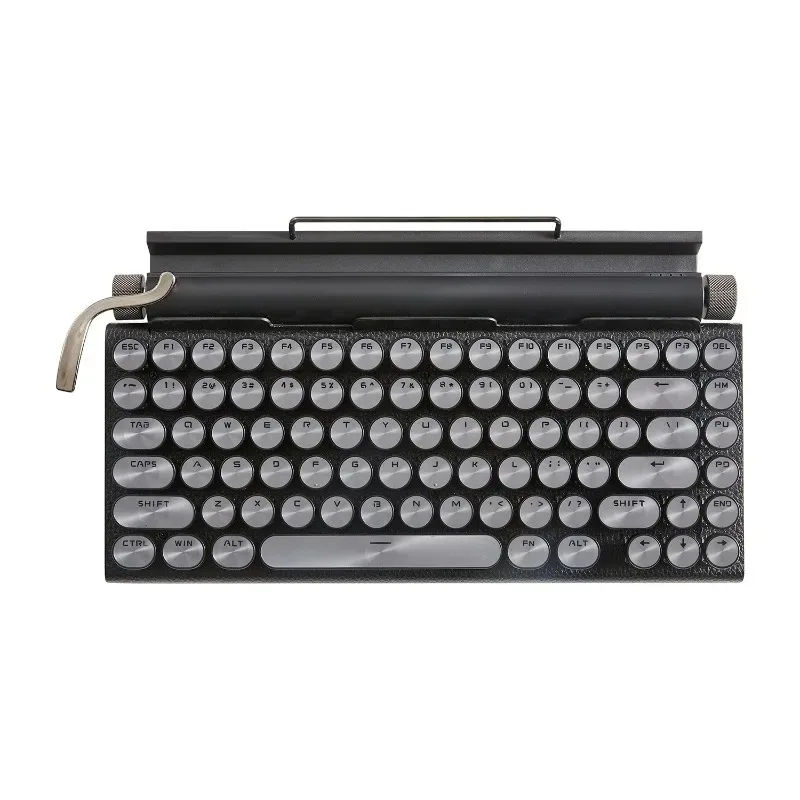Metal round hat punk keyboard mechanical computer tablet wireless bluetooth typing wireless three-mode mechanical keyboard