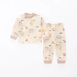 2026 Spring New Baby Children's Pajamas Suit 1-6Y Cartoon Full Print Girls Long Johns Boys Underwear 2Pcs Set Kids Home Clothes