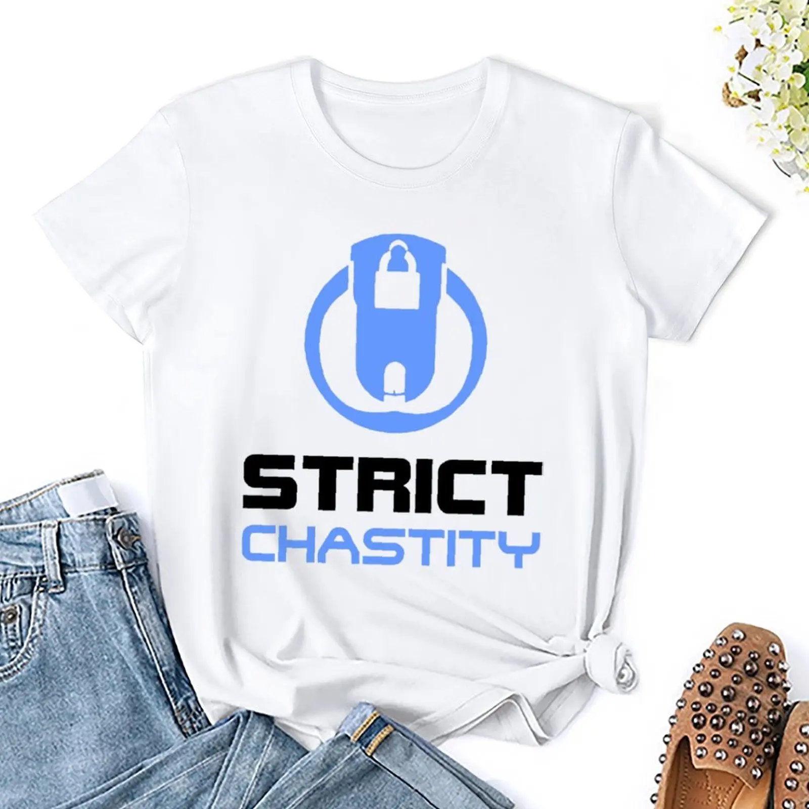 STRICT CHASTITY Chastity For Boys & Guys Round Neck T-shirt Move T-shirts Hipster Humor Graphic Leisure