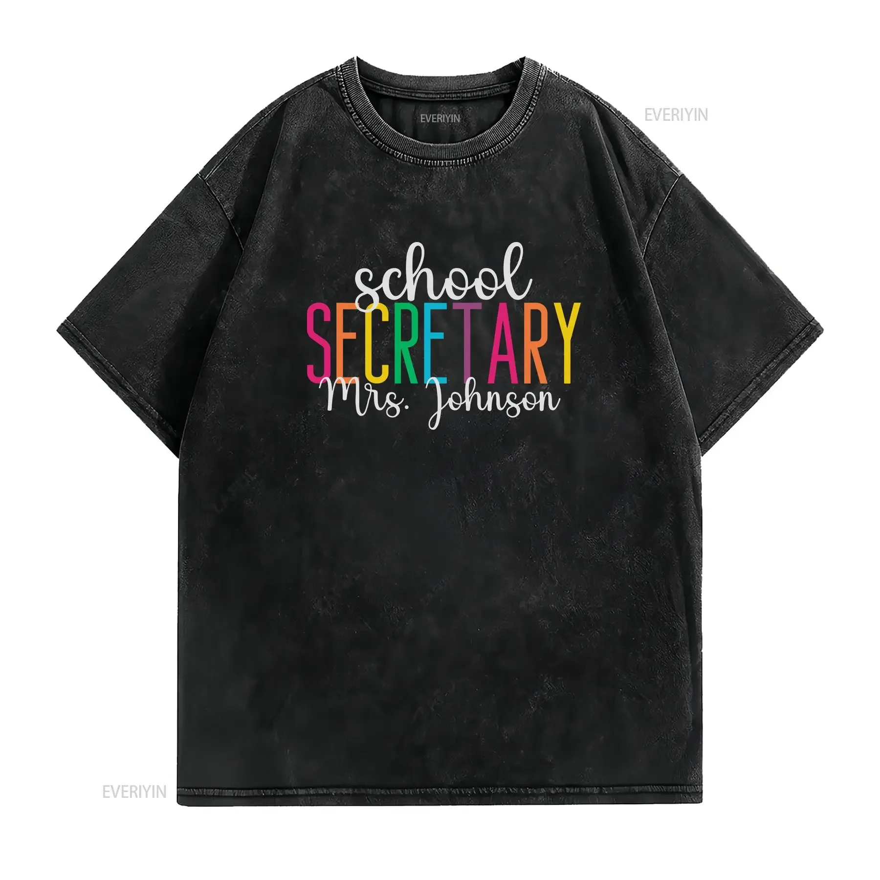School Secretary T Shirt Office Teacher Staff Elementary vintage Washed Unisex Stylish graphic homme Slightly Breathable Casual