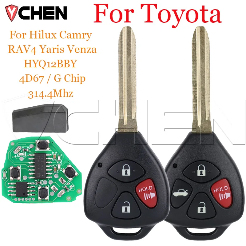 

Автомобильный дистанционный ключ для Toyota Camry Avalon Corolla Matrix RAV4 Yaris Venza Hilux HYQ12BBY Blade TOY43 314,4 МГц 4D 67 G чип автобрелок