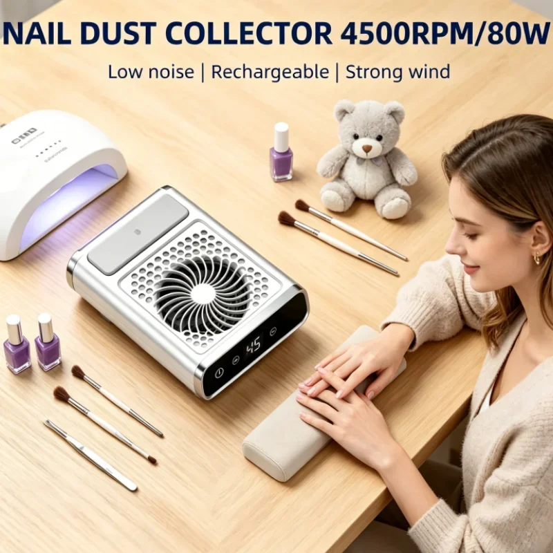 Reusable Filter Nail Dust Extractor Adjustable Speed Powerful Professional Vacuum Collector Manicure Equipment