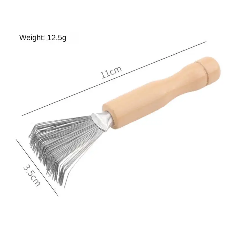 1~10PCS Hair Brush Cleaner Mini Dirt Remover Home Travel Salon Rake With Metal Wire Portable Comb Brush Wooden Handle Cleaning