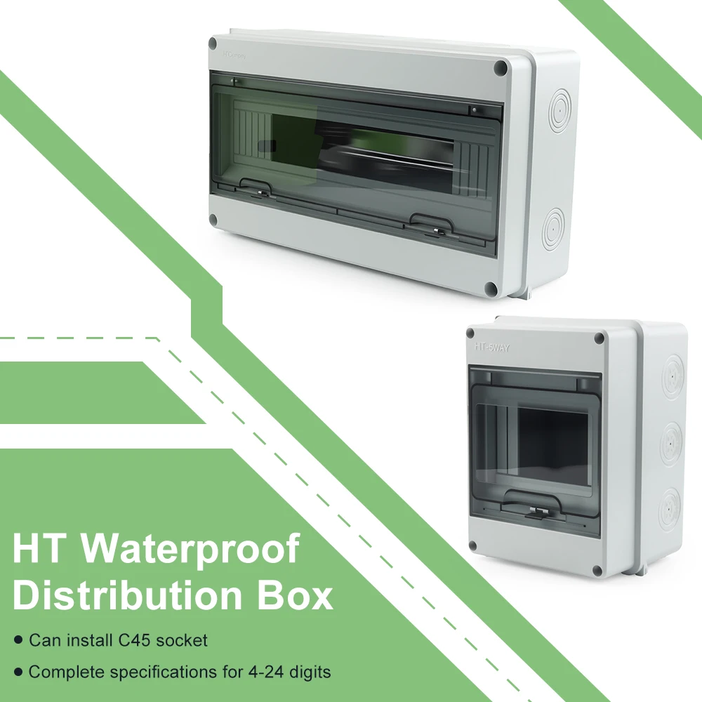 HT سلسلة صندوق توزيع مقاوم للماء 5/8/12/15/18/24 طريقة ABS البلاستيك الضميمة الكهربائية IP65 صندوق وصلات خارجي صندوق التبديل