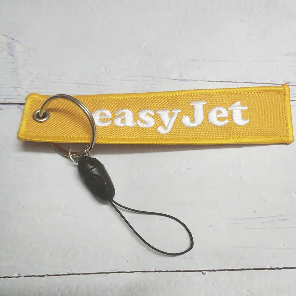 1 PC Yellow Embroidery Easy Jet Phone Strap for Flight Crew Plane Keychain Chaveiro llavero Lanyard for ID Card Holder Neckband