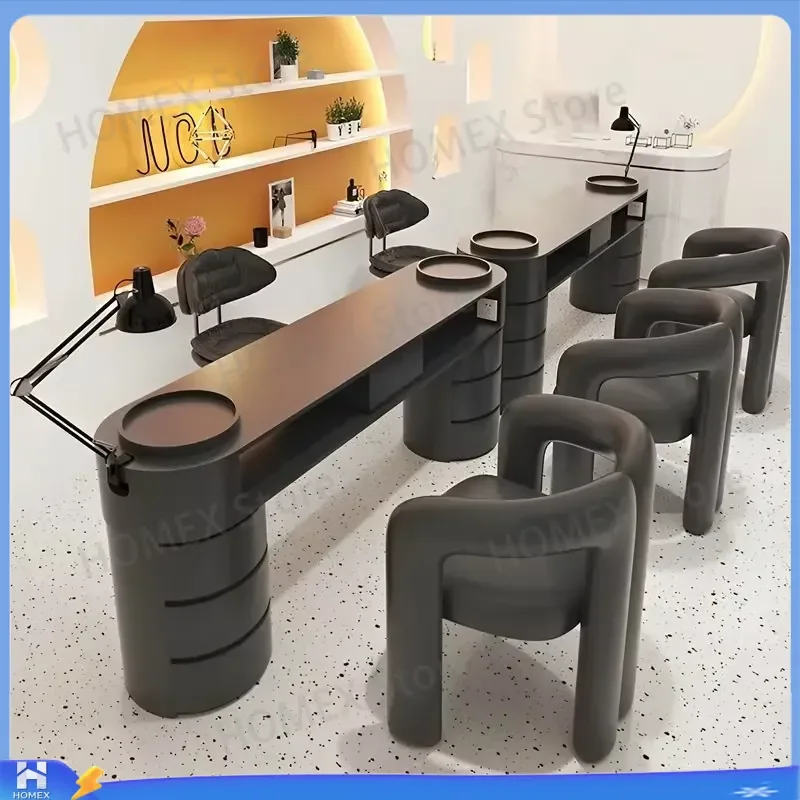 Black Nail Table Manicure Station Desk Portable Nail Art Furniture for Salon Home Use Professional Technician Workstation