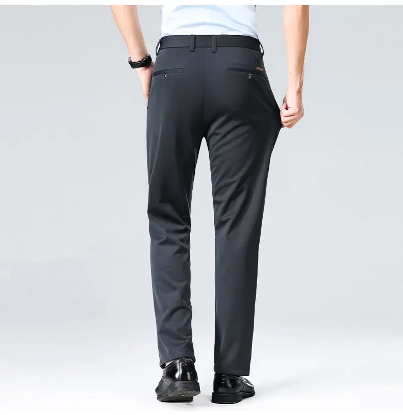 Herren Stretch-Anzughose Business Casual Anzughose Knitterresistent 4-Wege-Stretch Golf Freizeithose Frühling Sommer Blau Schwarz – Detail 7