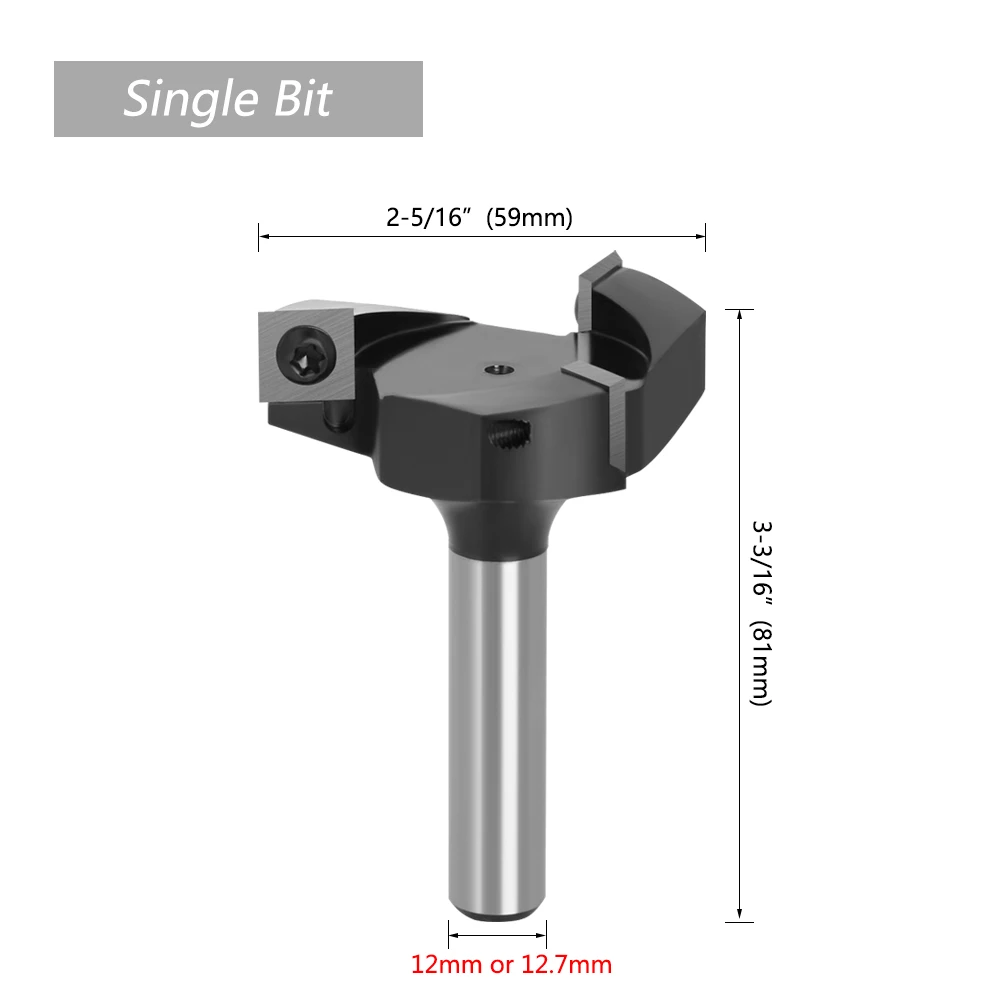 12mm 1/2 "Schaft Austauschbare Klinge Hobel Bit Gesicht Ende Fräser Einsatz-Stil Spoilboard CNC Oberflächen Router Bits für Holz – Detail 8