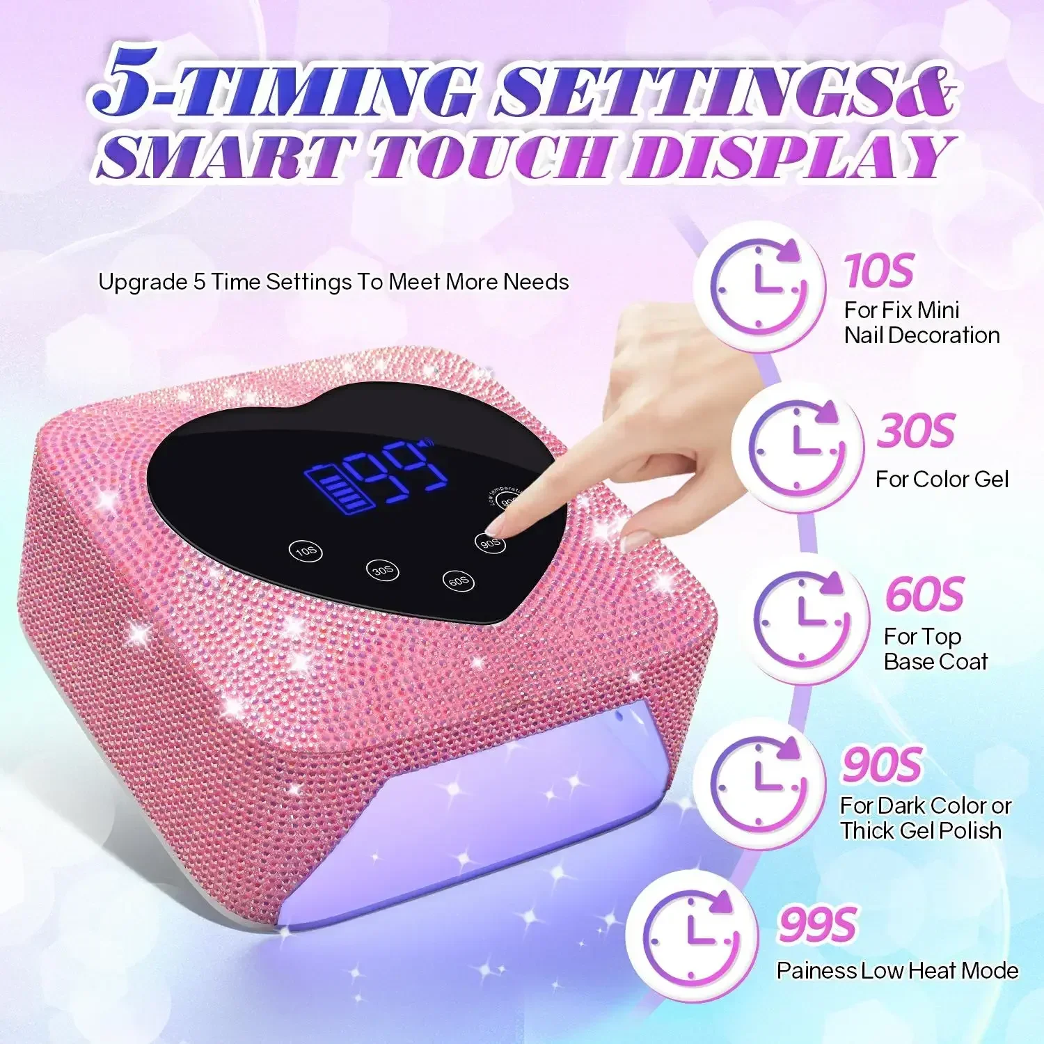 72W Rechargeable UV LED Nail Dryer With Smart Sensor 30LEDS Professional Wireless Gel Curing Lamp For Curing Gel Nail Polish