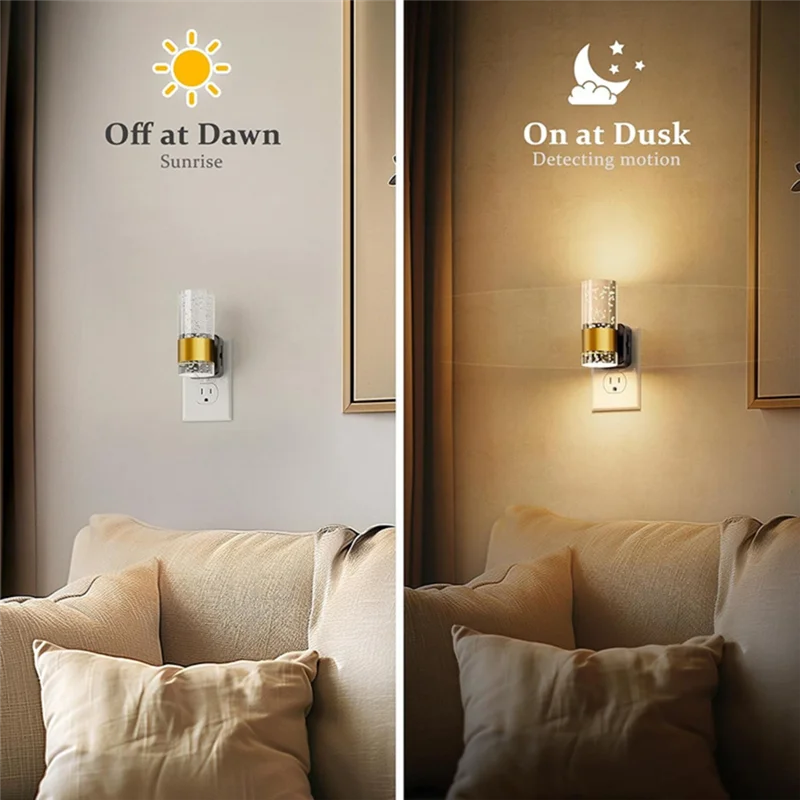 AB66-LED Night Light, Dimmable Wall Plug Night Lights 2 Pack Acrylic With 0-100 LM Adjustable Brightness EU