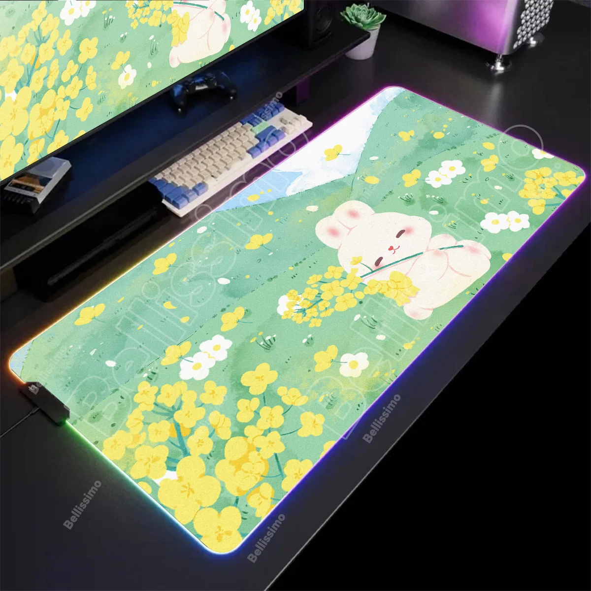 كبير RGB أرنب الأرنب الوسادة لوحة ماوس للألعاب LED ماوس حصيرة ألعاب Mousemats الجدول منصات الكمبيوتر حصيرة مكتبية RGB لوحة المفاتيح حصيرة XXL 90x40 سنتيمتر