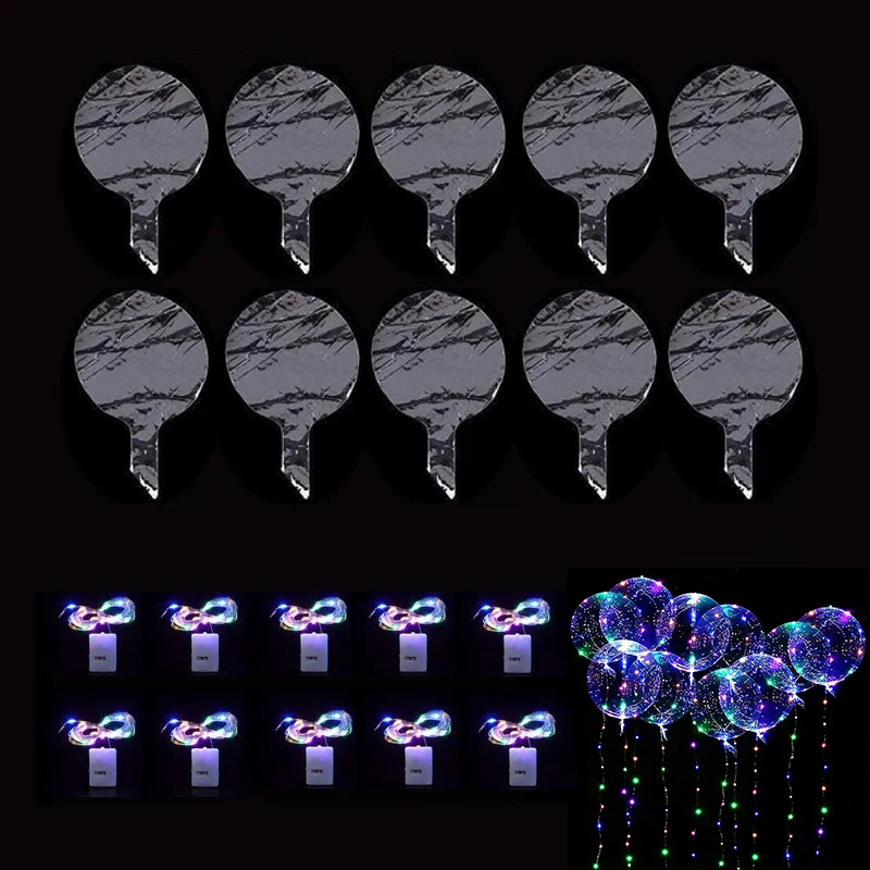 20/100/500PCS LED Glowing Wave Balloons Transparent String Light Balloon Holiday Decor Birthday Wedding Party Supplies Wholesale