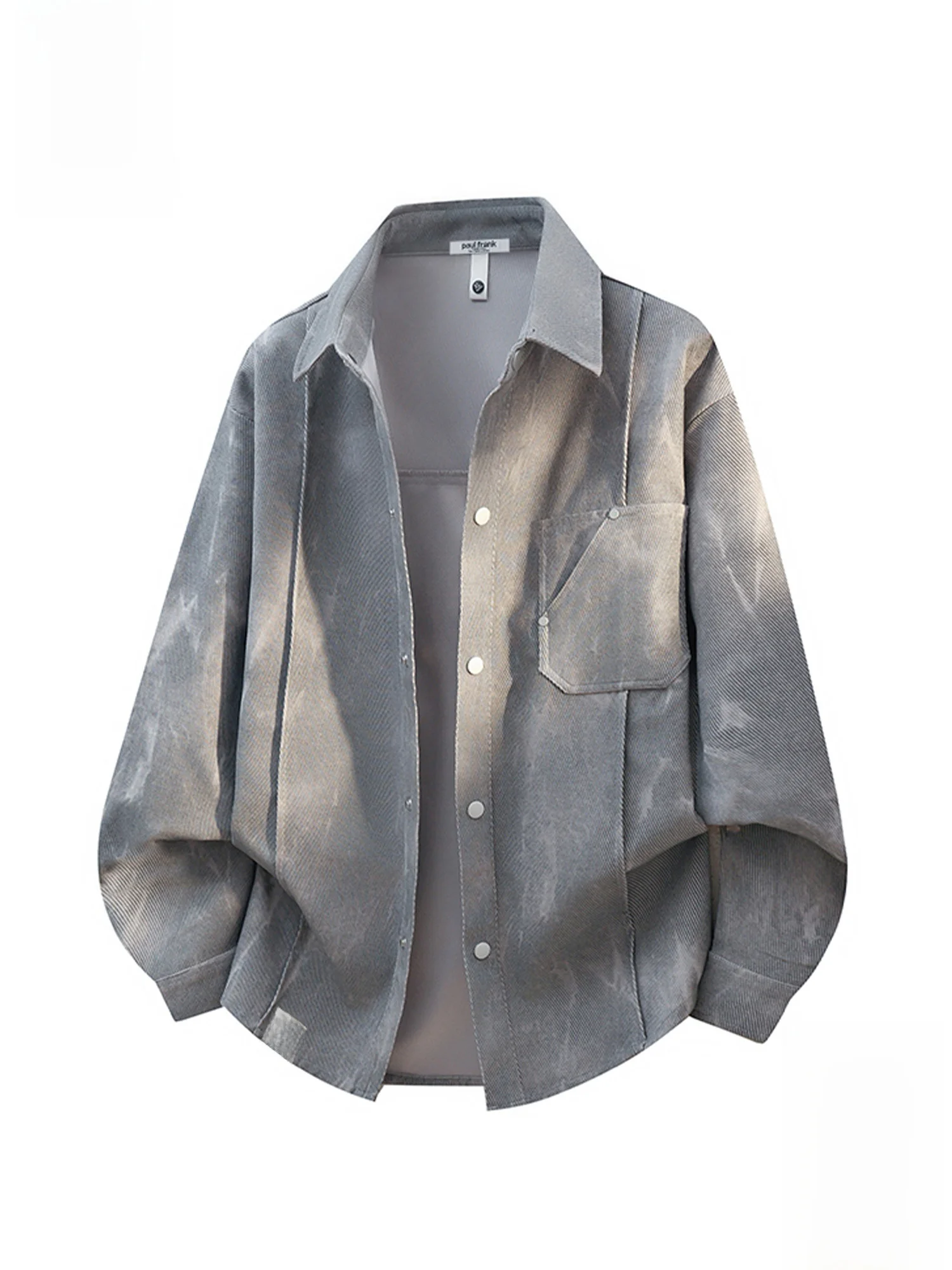 

PaulFrank Retro Design Long Sve Loose Fit Collared Men's irt Spring New Sle Casual irt Monkey Mouth Large