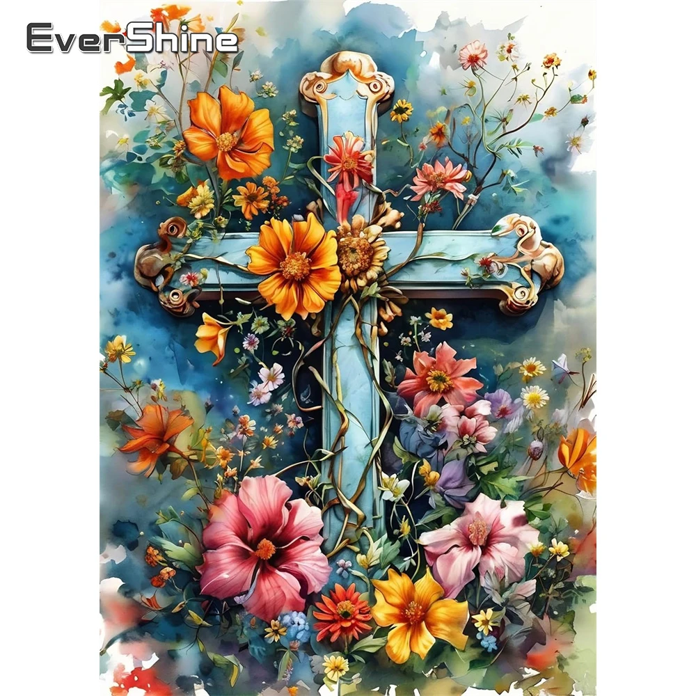 

Evershine крест Алмазная вышивка пейзаж DIY религия алмазная живопись цветок подходит для начинающих мозаика подарок ручной работы