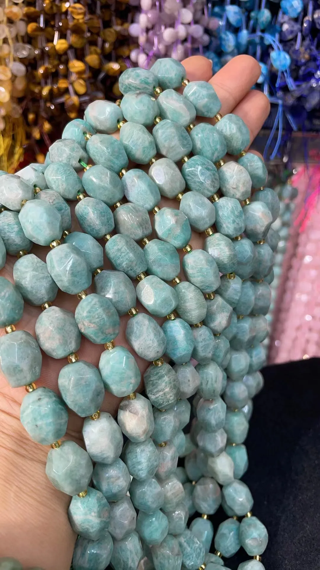 

10x14mm Natural Amazonite Of Cltrlne Cut face Length Dagree 39 cm Big Overview 22 Grain