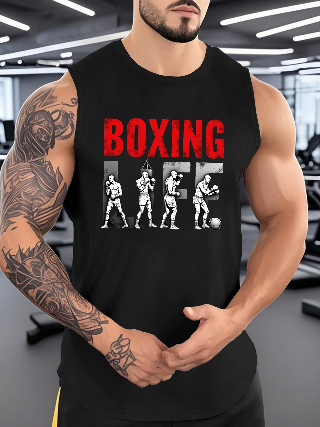 

Мужская футболка с геометрическим принтом в стиле бокса и спортивной моды - одежда для тренировок уровня профессионалов