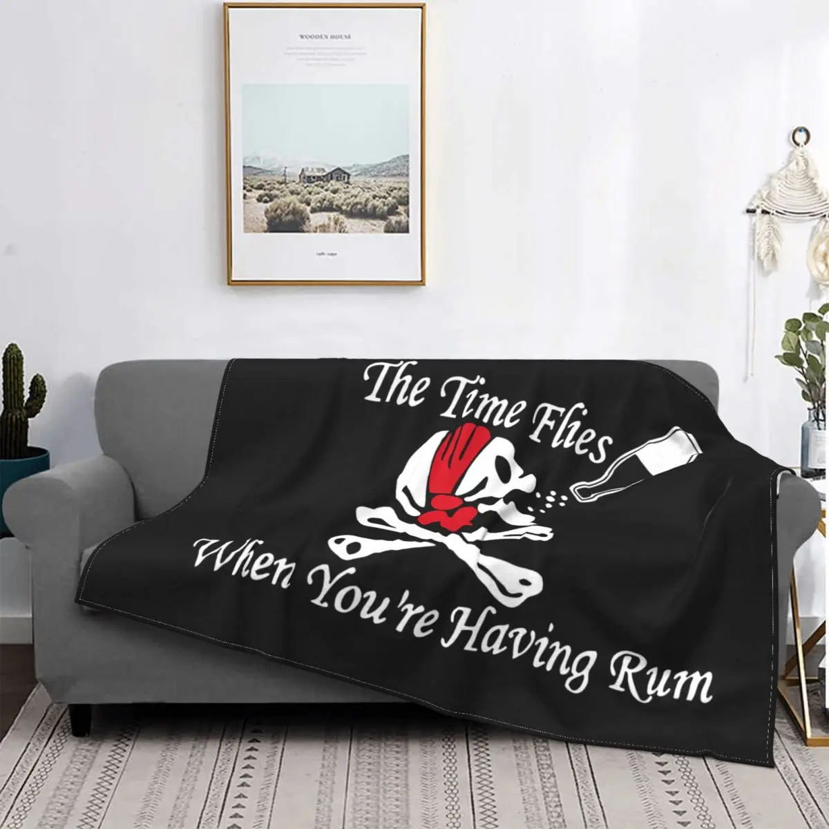 Pirate Flag Skull Blankets Brass Grommets Halloween Theme Fuzzy Funny Breathable Throw Blanket for Bedspread Autumn/Winter