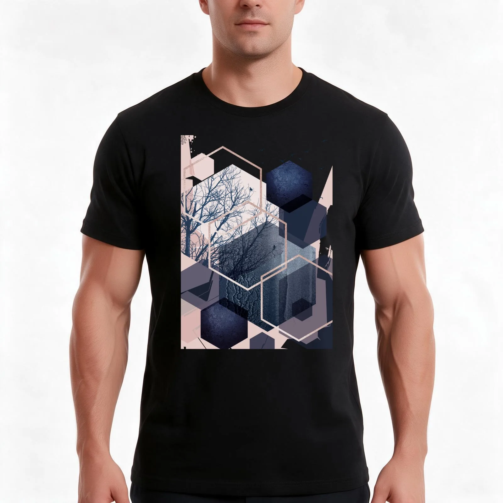 Abstract Landscape Part 1 T-Shirt, Summer Casual Cotton Tee, Oversized Streetwear Tops, Vintage Graphic Print, Unisex Men Women