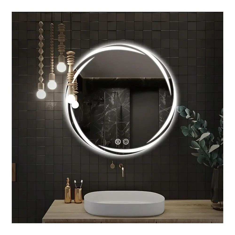 

Circular LED Bathroom Mirror With Lights, AntiFog, Dimmable Shower Mirrors, High Definition Makeup Mirrors, WallMounted Vanity