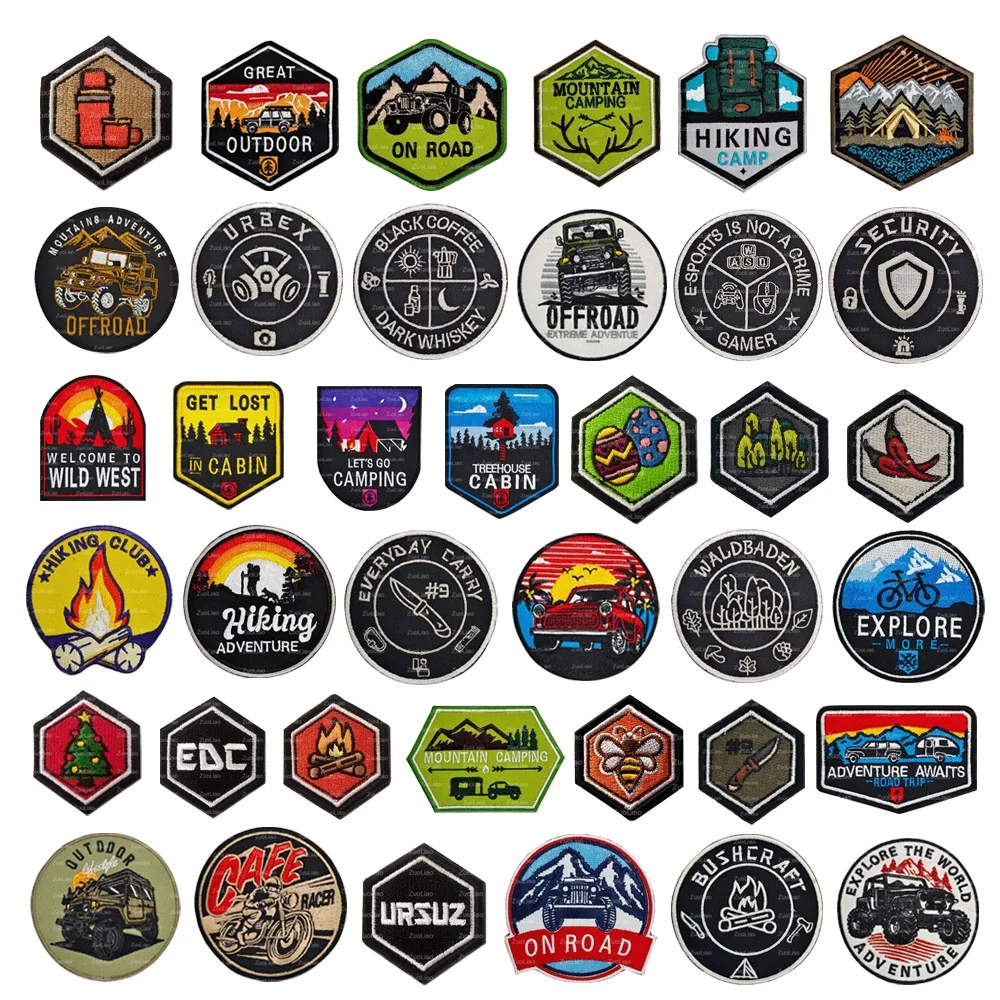 New Great OUTDOOR Hiking Camping Tool Badge Through Travel Badge EXPLORE Backpack Decoration Embroidery Backpack Hook Loop Patch