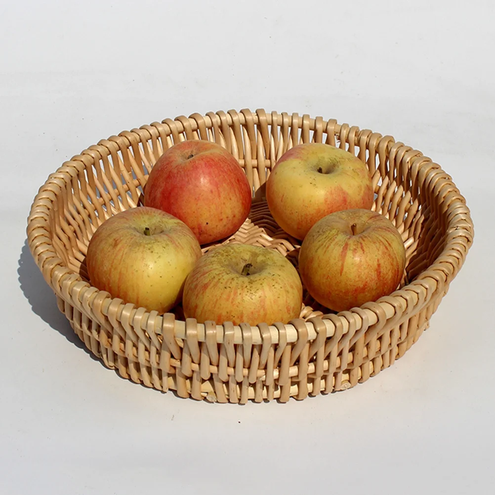 

Wicker Storage Basket Round Desktop Organizer for Home Kitchen Bathroom Bedroom Snacks Fruits Bread Sundries Holder